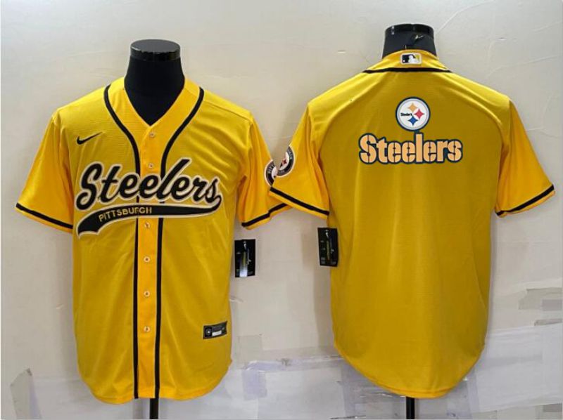 Men Pittsburgh Steelers Blank Yellow 2022 Nike Co branded NFL Jerseys1